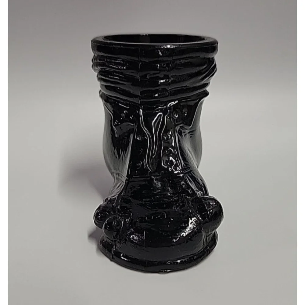 Vintage‎ Boyds Black Glass Hobo Shoe Boot Toothpick Holder